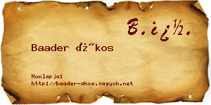 Baader Ákos névjegykártya